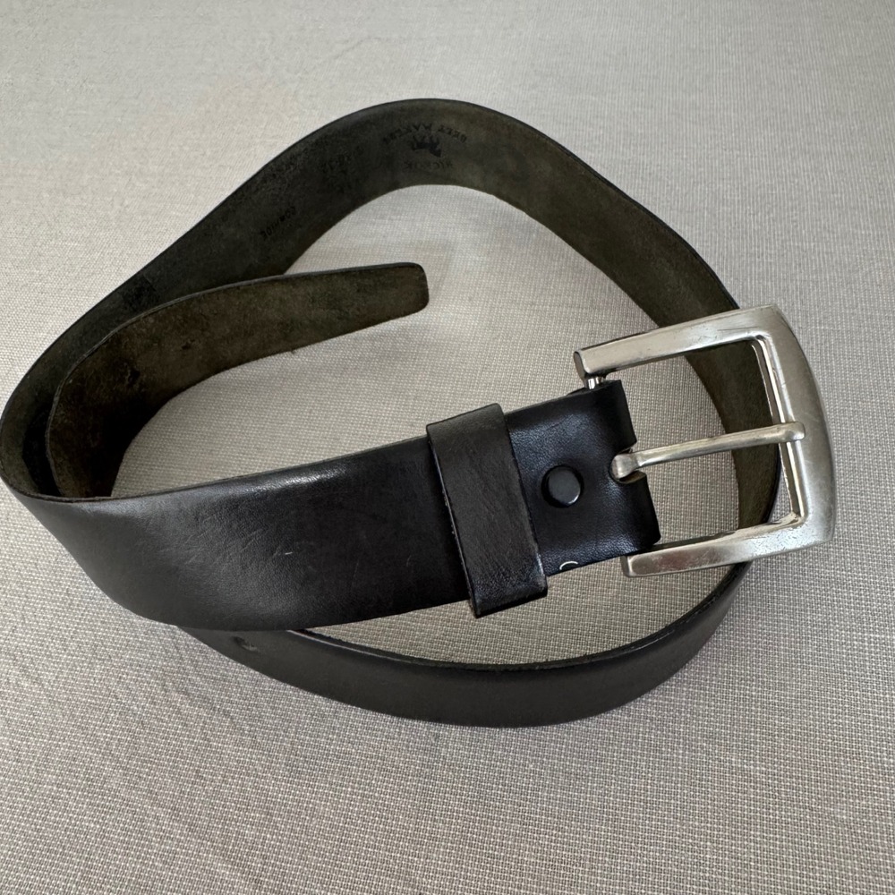 Hickok Leather Belt Silver Tone Buckle Black‎